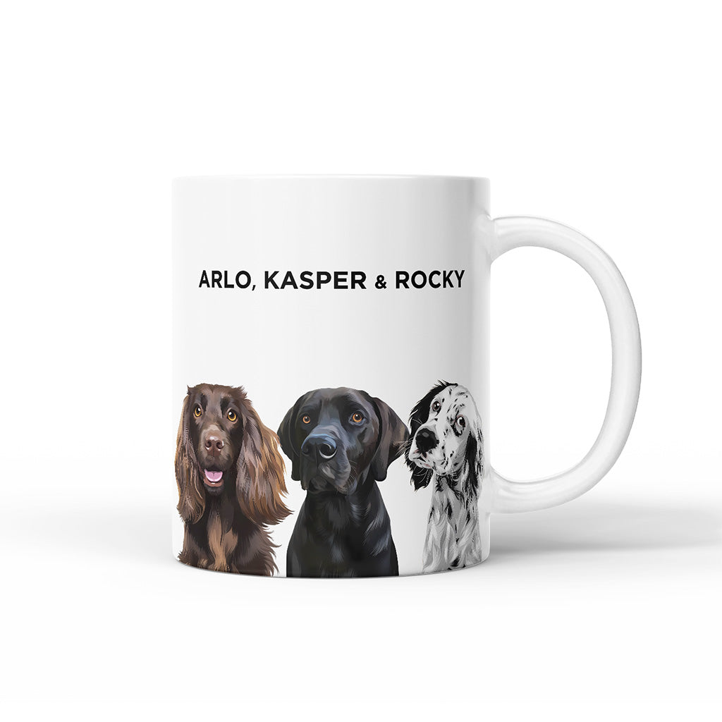 Royal and Paws - Mug Custom Modern Pet Portrait Mug - Three Pets