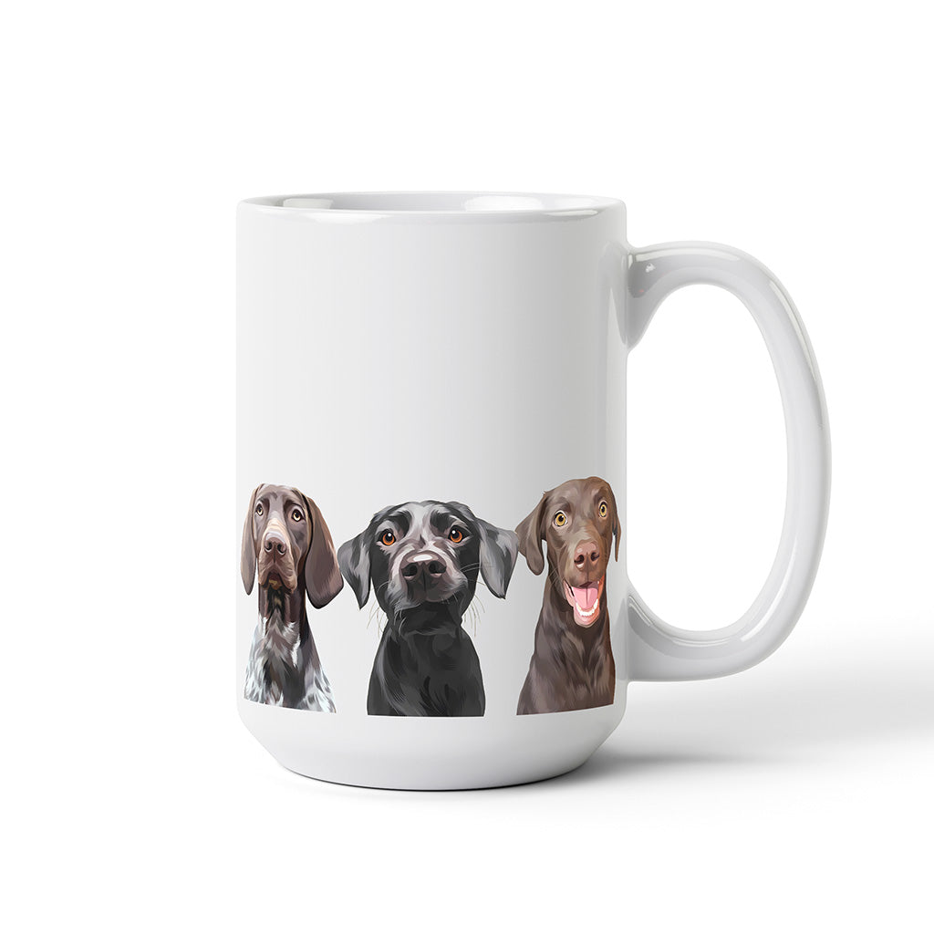 Royal and Paws - Mug Custom Modern Pet Portrait Mug - Three Pets 15oz / Without Name - White