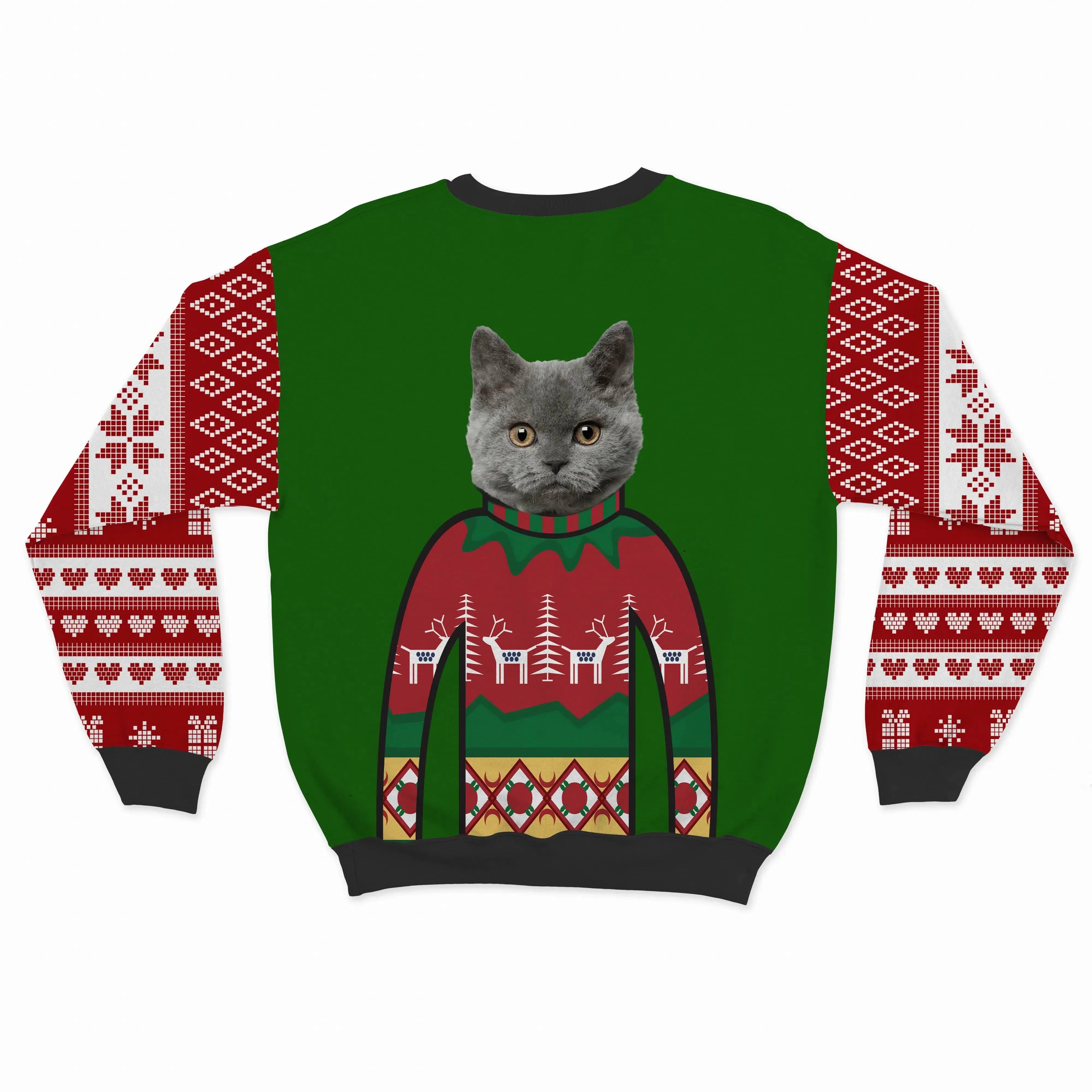 Royal and Paws - Custom Clothing Premium Christmas Sweatshirt Festive Green / Snowflakes and Hearts / S