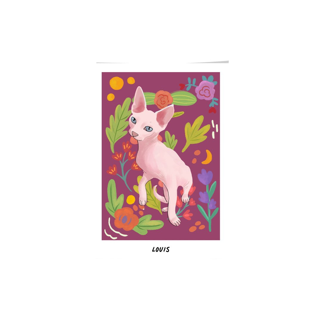 Premium Watercolor Pet Portrait - One Pet, Framed Poster