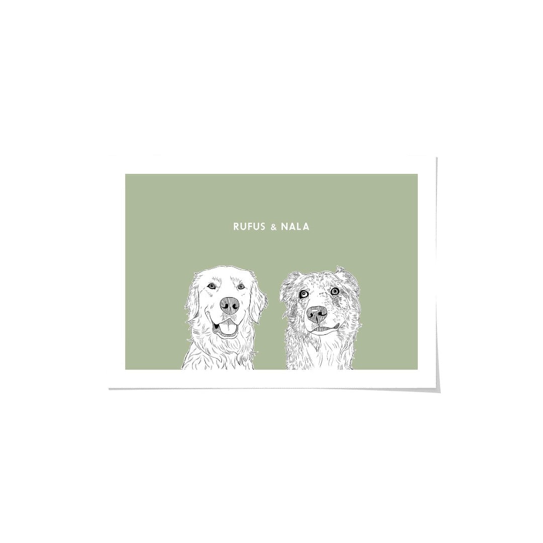 Royal and Paws - Framed Poster Illustrated Pet Portrait - Two Pets