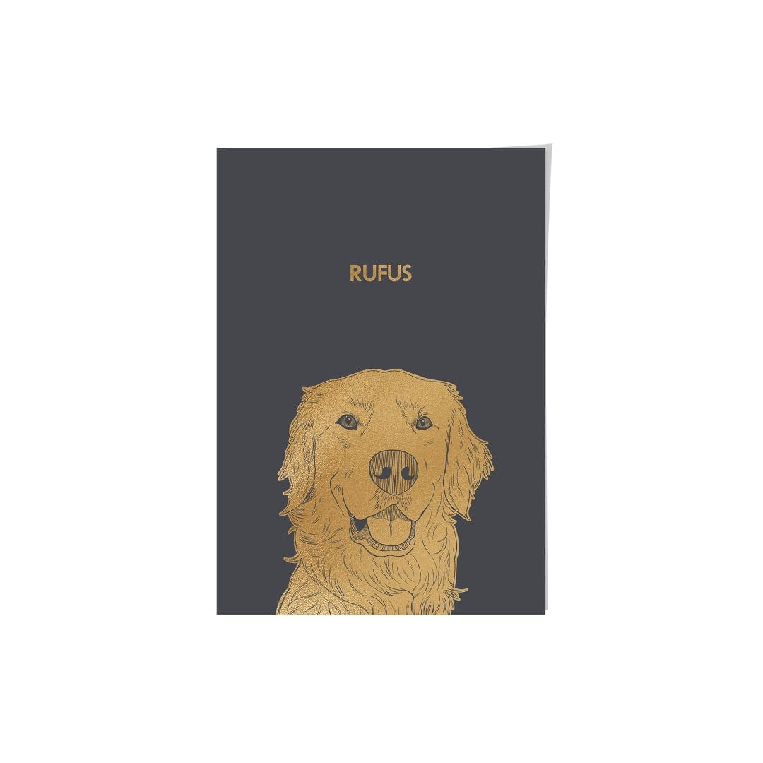 Royal and Paws - Framed Poster Illustrated Gold Foil Pet Portrait - One Pet, Framed Print