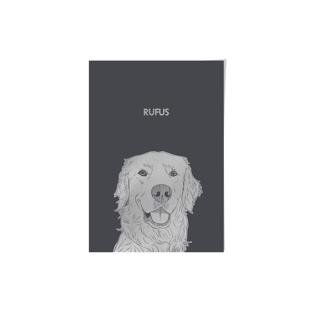 Royal and Paws - Framed Poster Illustrated Silver Foil Pet Portrait - One Pet, Framed Print