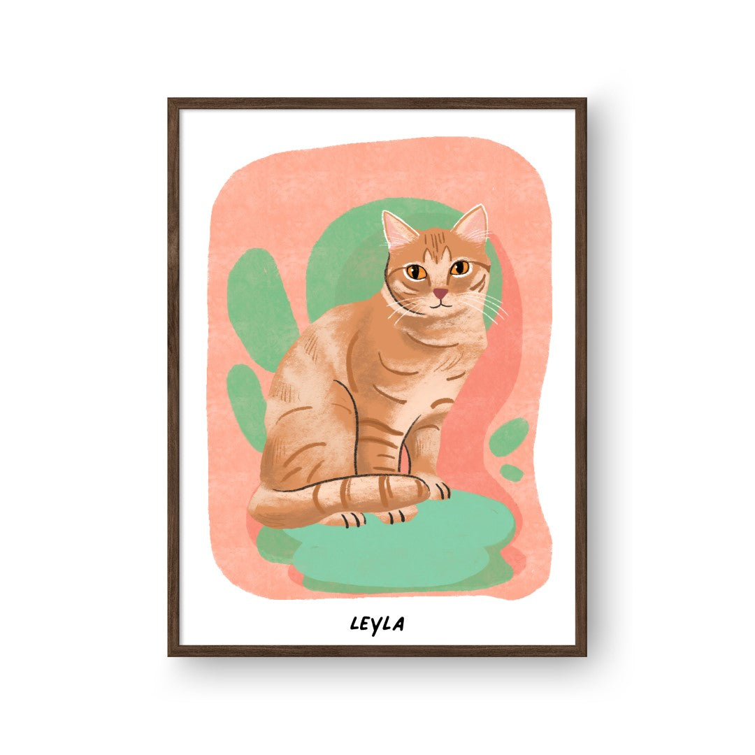 Premium Watercolor Pet Portrait - One Pet, Framed Poster