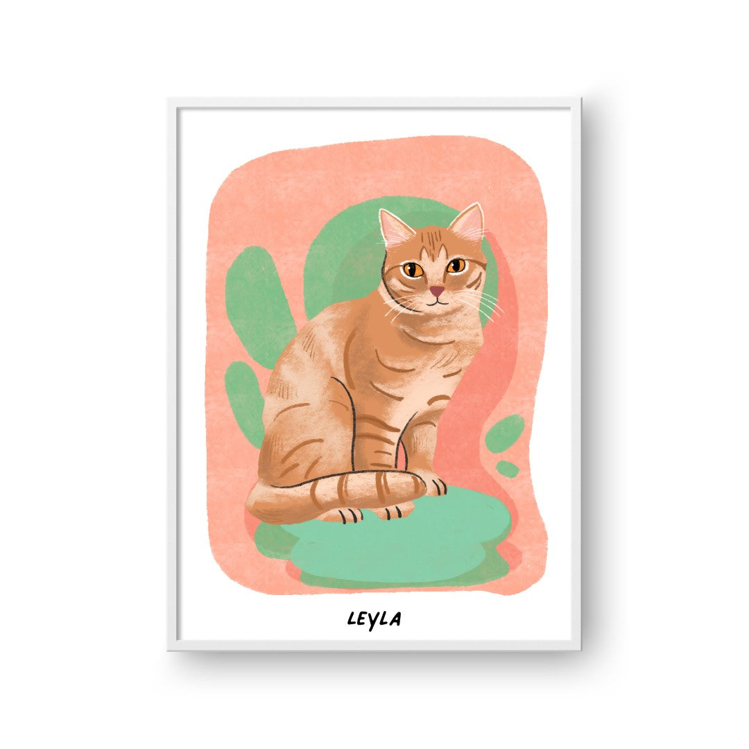 Premium Watercolor Pet Portrait - One Pet, Framed Poster