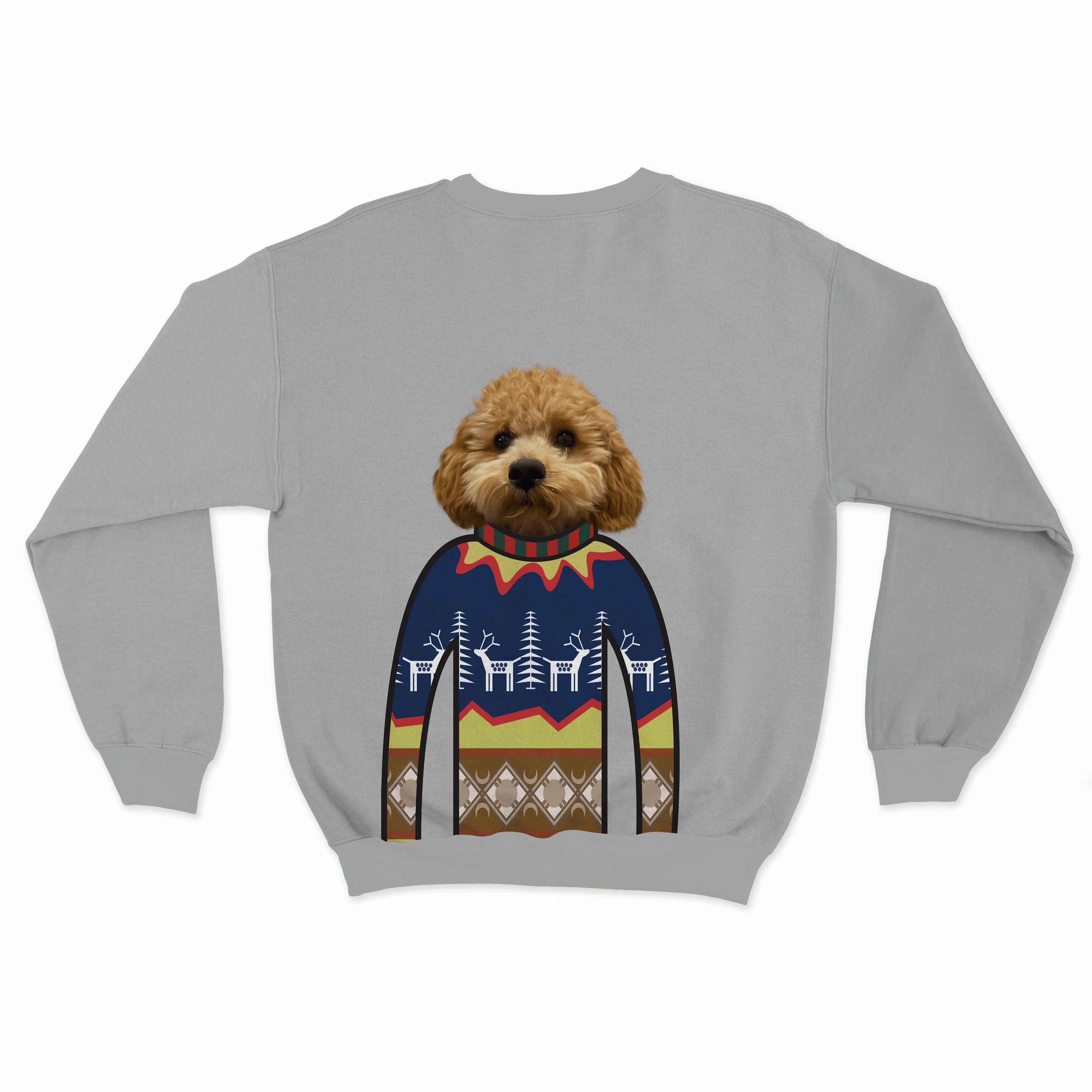 Royal and Paws - Custom Clothing Custom Pet Face Christmas Sweatshirt Sports Grey / Blue / S