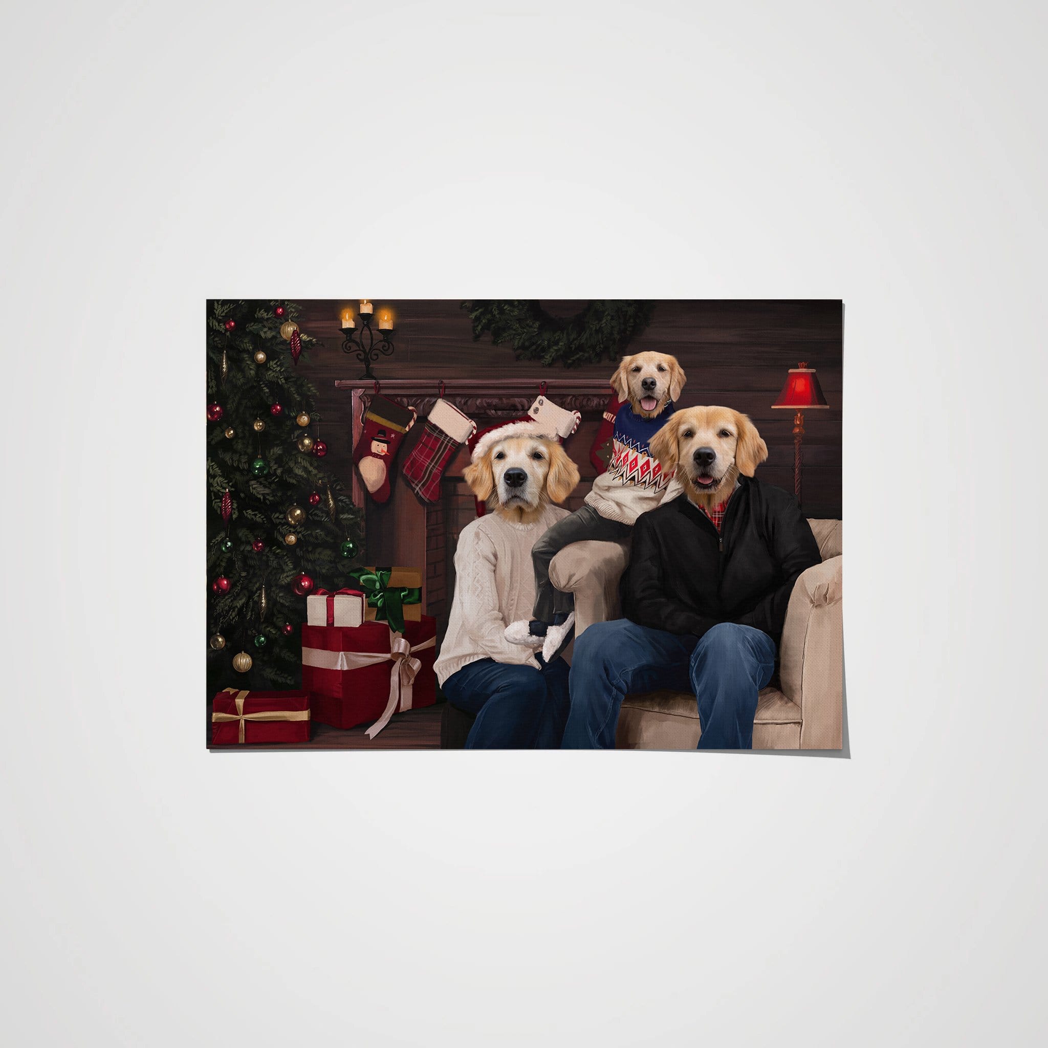 Royal and Paws - Poster The Family Christmas (Three Pets) - Custom Pet Poster 8.3" x 11.7" / Family A