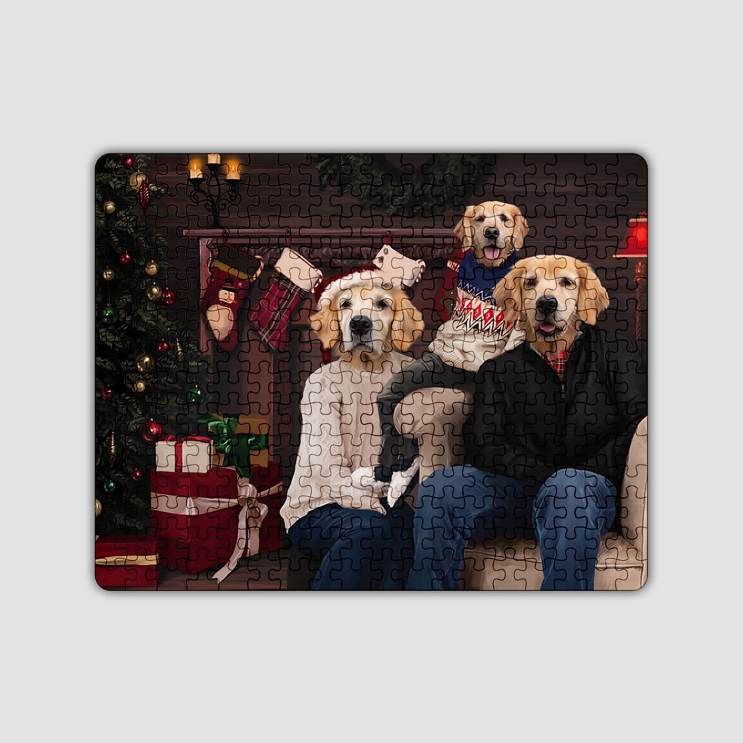 Royal and Paws - Puzzle The Family Christmas (Three Pets) - Custom Puzzle Family A