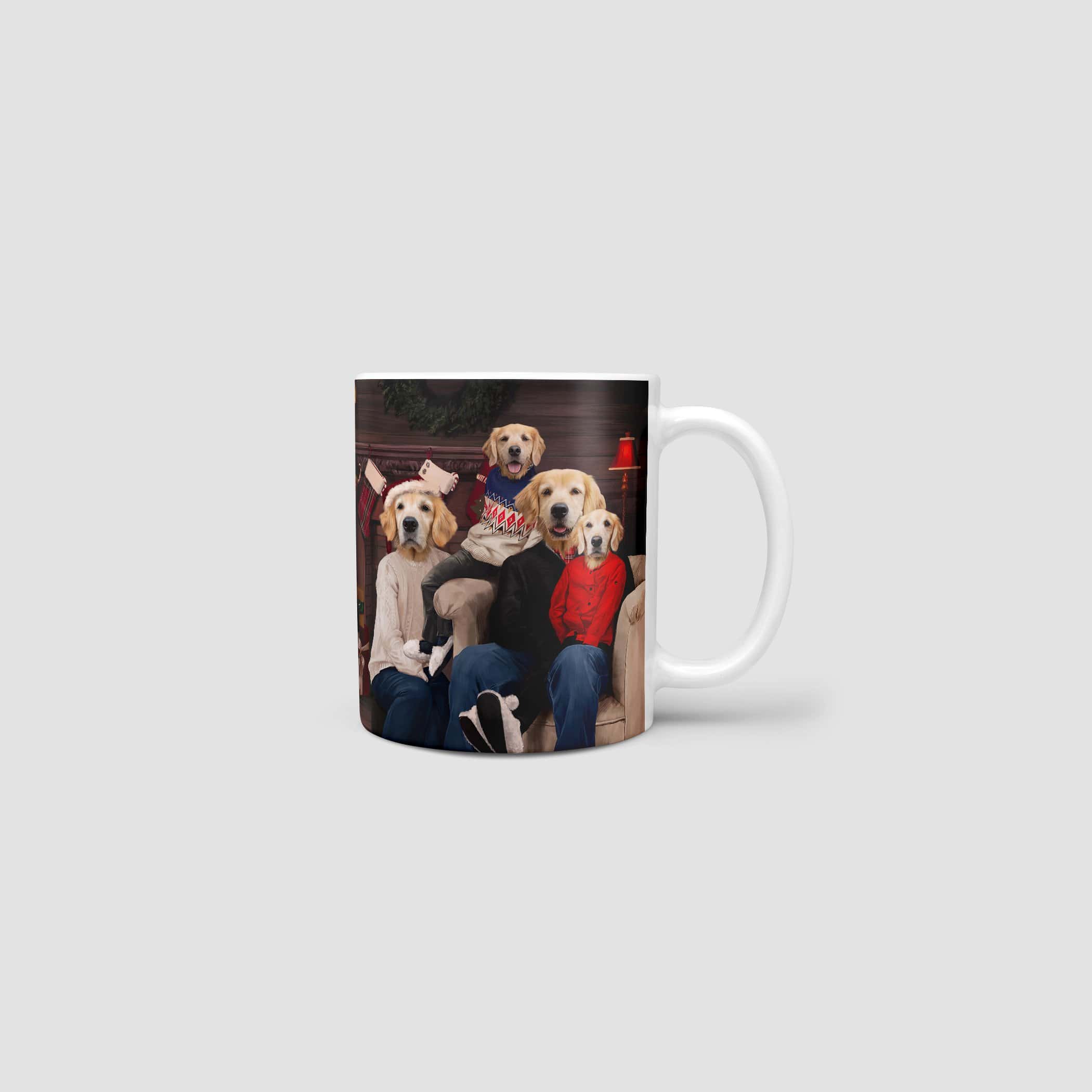 The Family Christmas (Four Pets) - Custom Mug