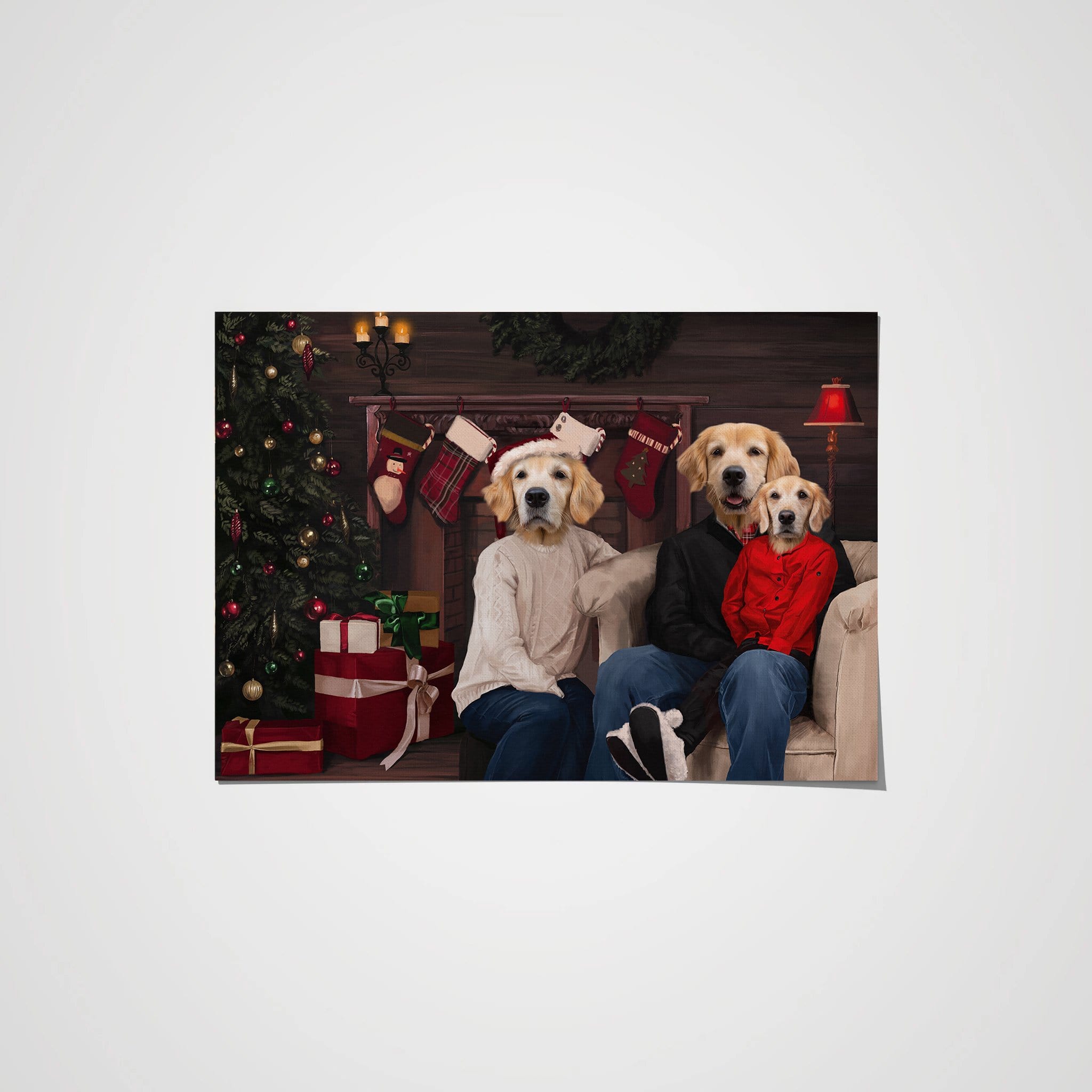 Royal and Paws - Poster The Family Christmas (Three Pets) - Custom Pet Poster 8.3" x 11.7" / Family B