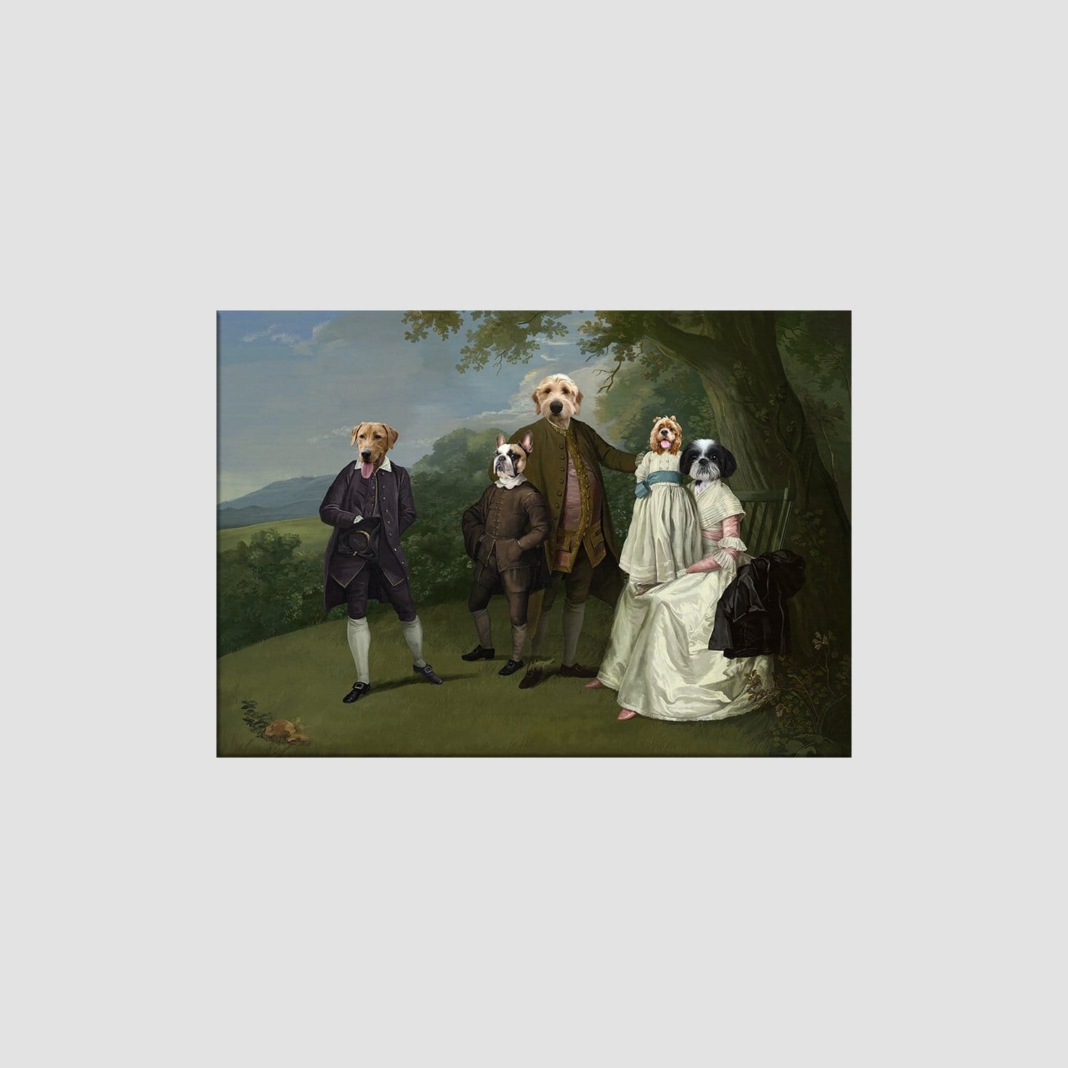 Royal and Paws - Canvas The Family Picnic (Five Pets) - Custom Pet Canvas 8" x 10" / Family A