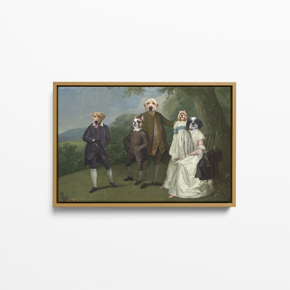The Family Picnic (Five Pets) - Custom Pet Canvas