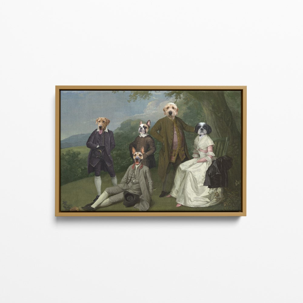 The Family Picnic (Five Pets) - Custom Pet Canvas