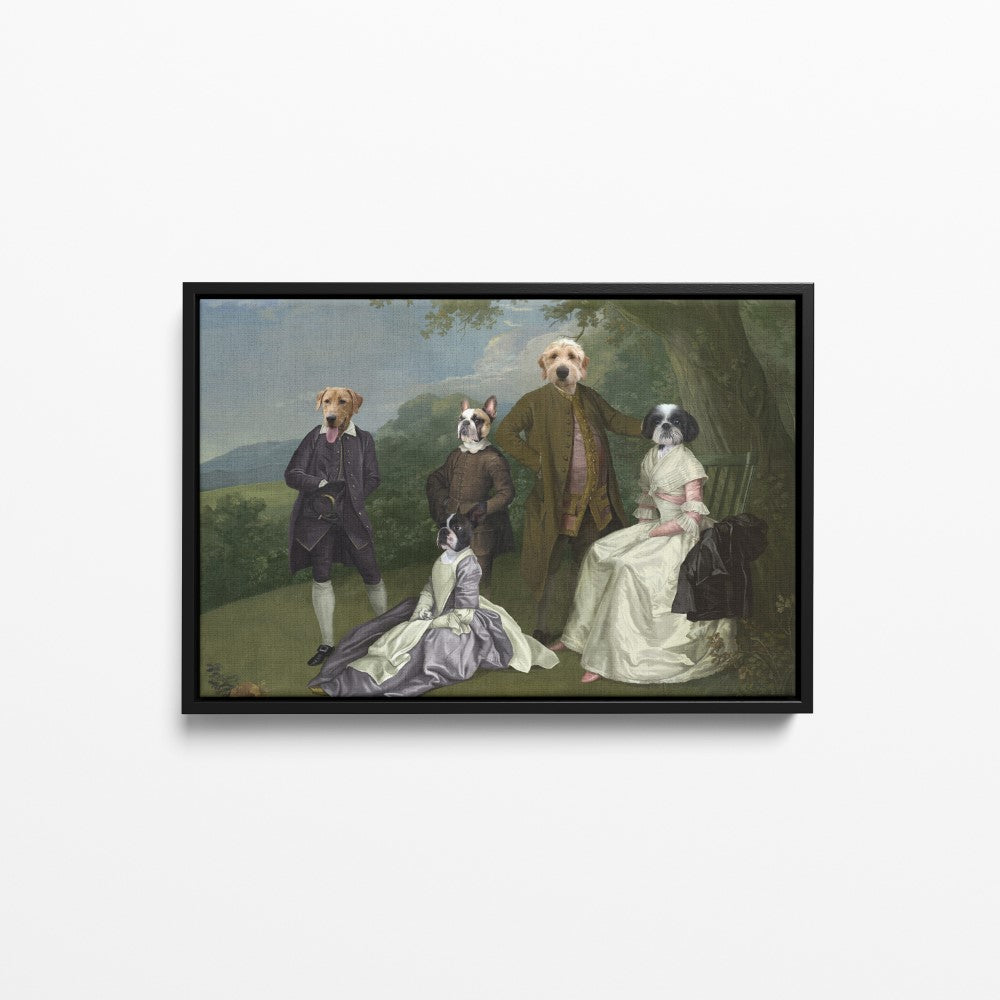 The Family Picnic (Five Pets) - Custom Pet Canvas