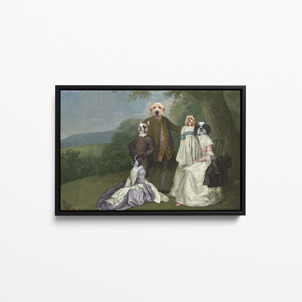 The Family Picnic (Five Pets) - Custom Pet Canvas