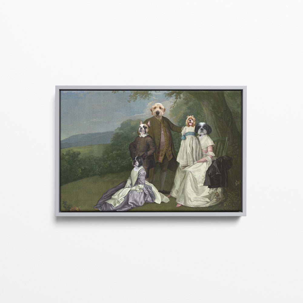 The Family Picnic (Five Pets) - Custom Pet Canvas