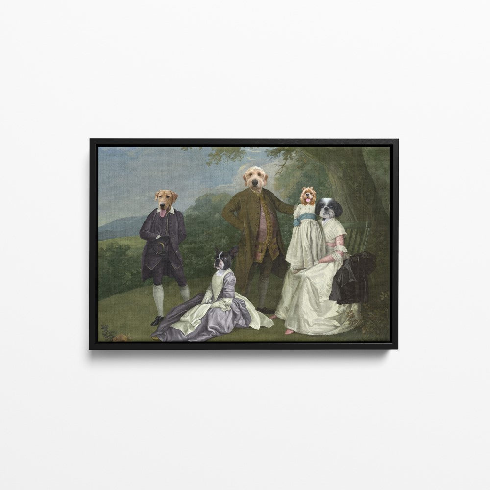 The Family Picnic (Five Pets) - Custom Pet Canvas