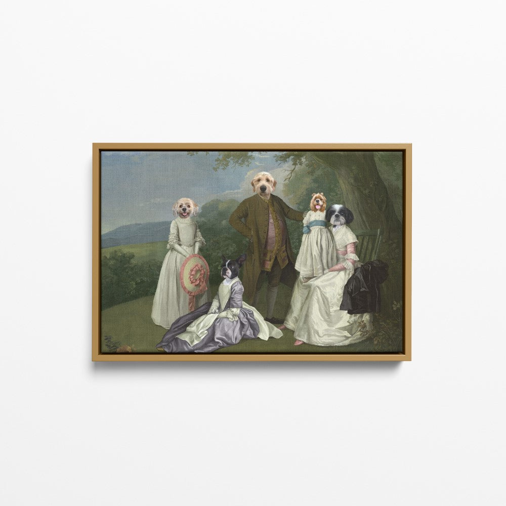 The Family Picnic (Five Pets) - Custom Pet Canvas