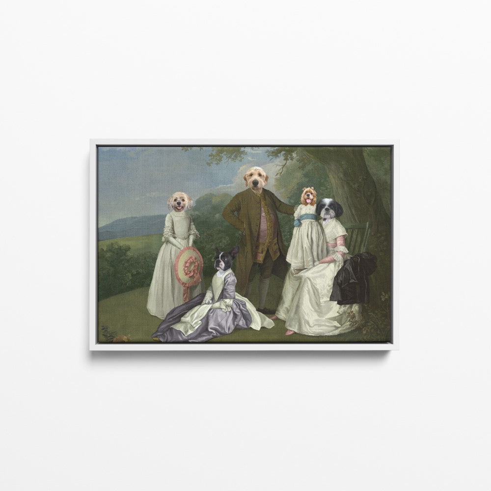 The Family Picnic (Five Pets) - Custom Pet Canvas