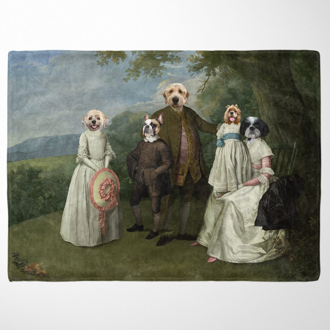 Royal and Paws - Blanket The Family Picnic (Five Pets) - Custom Pet Blanket 30" x 40" / Family B
