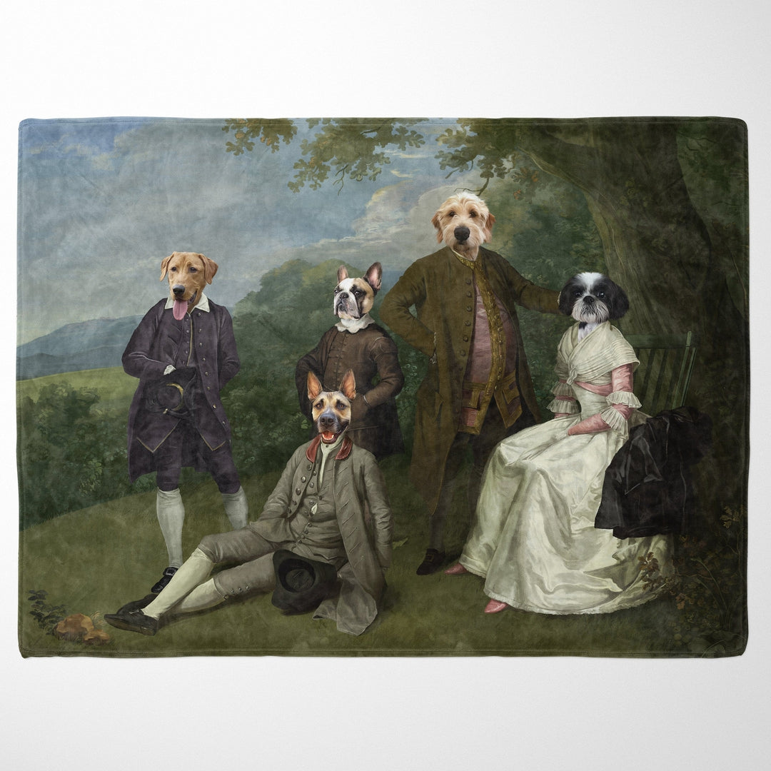 Royal and Paws - Blanket The Family Picnic (Five Pets) - Custom Pet Blanket 30" x 40" / Family C