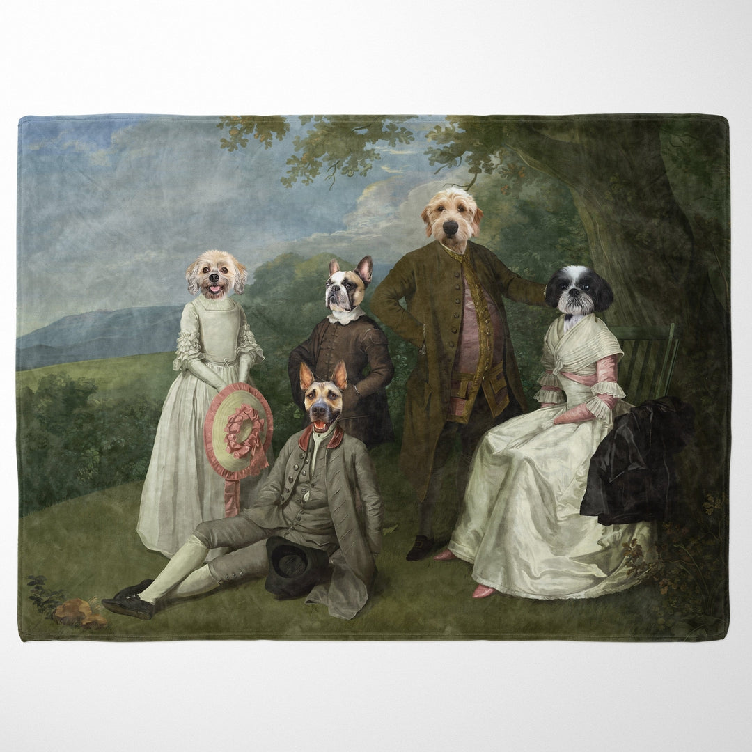 Royal and Paws - Blanket The Family Picnic (Five Pets) - Custom Pet Blanket 30" x 40" / Family D