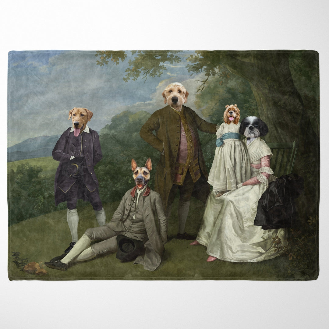 Royal and Paws - Blanket The Family Picnic (Five Pets) - Custom Pet Blanket 30" x 40" / Family E