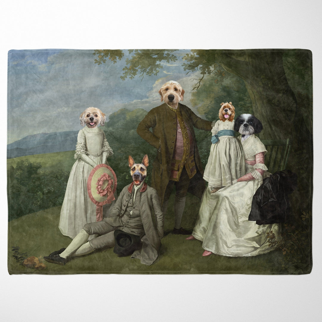 Royal and Paws - Blanket The Family Picnic (Five Pets) - Custom Pet Blanket 30" x 40" / Family F