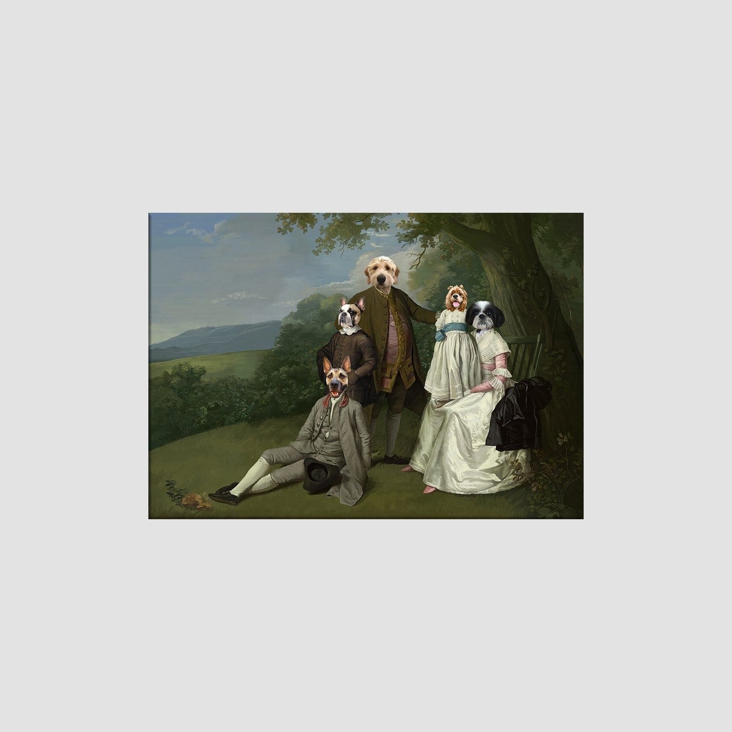 Royal and Paws - Canvas The Family Picnic (Five Pets) - Custom Pet Canvas 8" x 10" / Family G