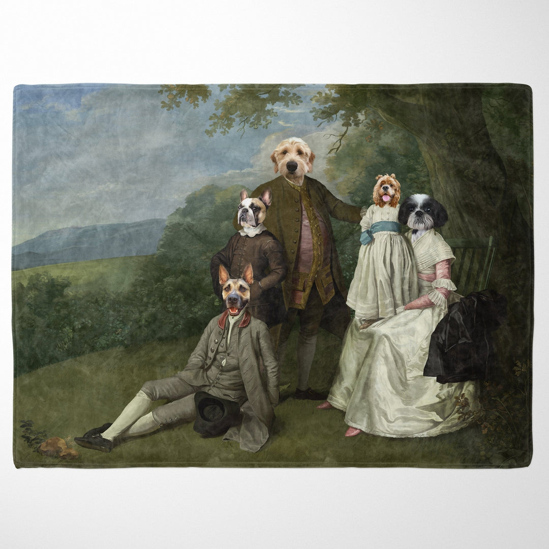Royal and Paws - Blanket The Family Picnic (Five Pets) - Custom Pet Blanket 30" x 40" / Family G