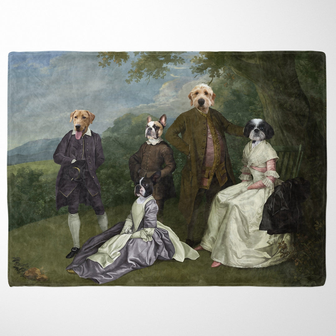 Royal and Paws - Blanket The Family Picnic (Five Pets) - Custom Pet Blanket 30" x 40" / Family H