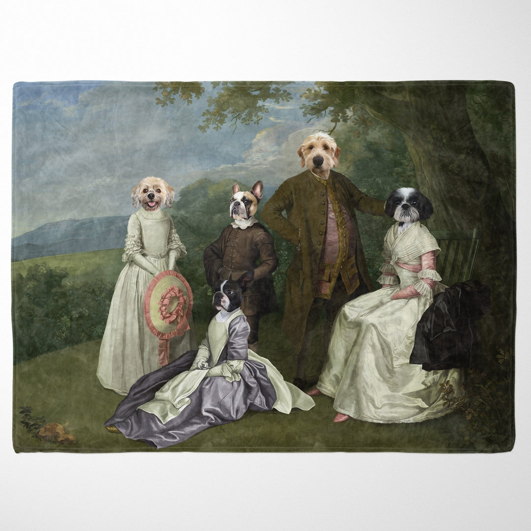 Royal and Paws - Blanket The Family Picnic (Five Pets) - Custom Pet Blanket 30" x 40" / Family I