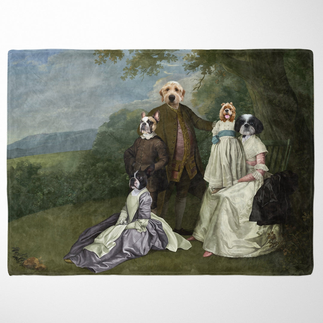 Royal and Paws - Blanket The Family Picnic (Five Pets) - Custom Pet Blanket 30" x 40" / Family J