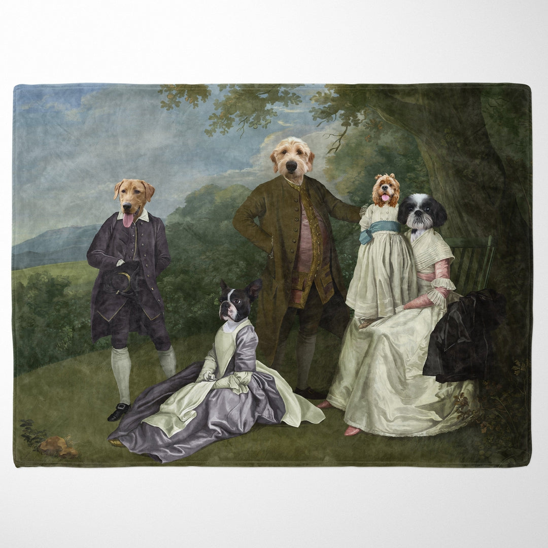 Royal and Paws - Blanket The Family Picnic (Five Pets) - Custom Pet Blanket 30" x 40" / Family K