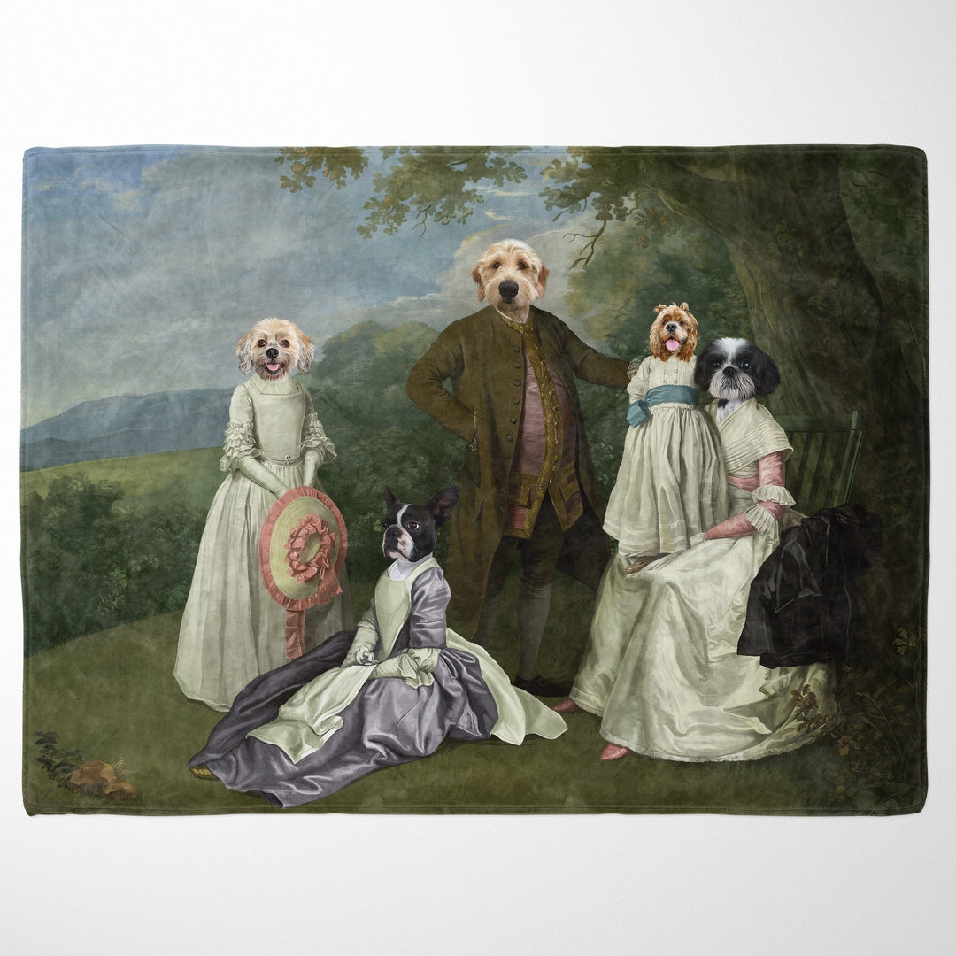 Royal and Paws - Blanket The Family Picnic (Five Pets) - Custom Pet Blanket 30" x 40" / Family L