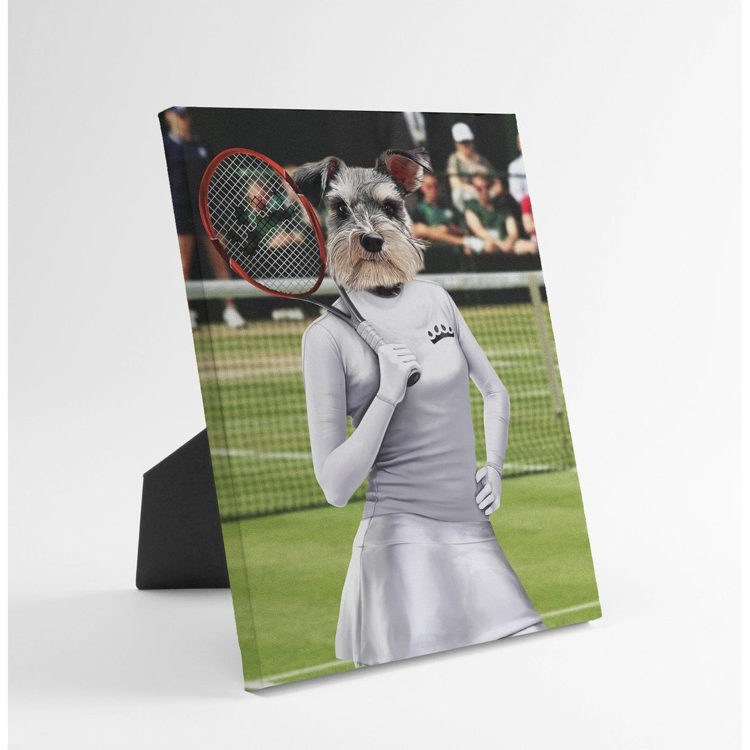 Royal and Paws - Standing Canvas Female Tennis Player - Custom Standing Canvas 8" x 10" / White