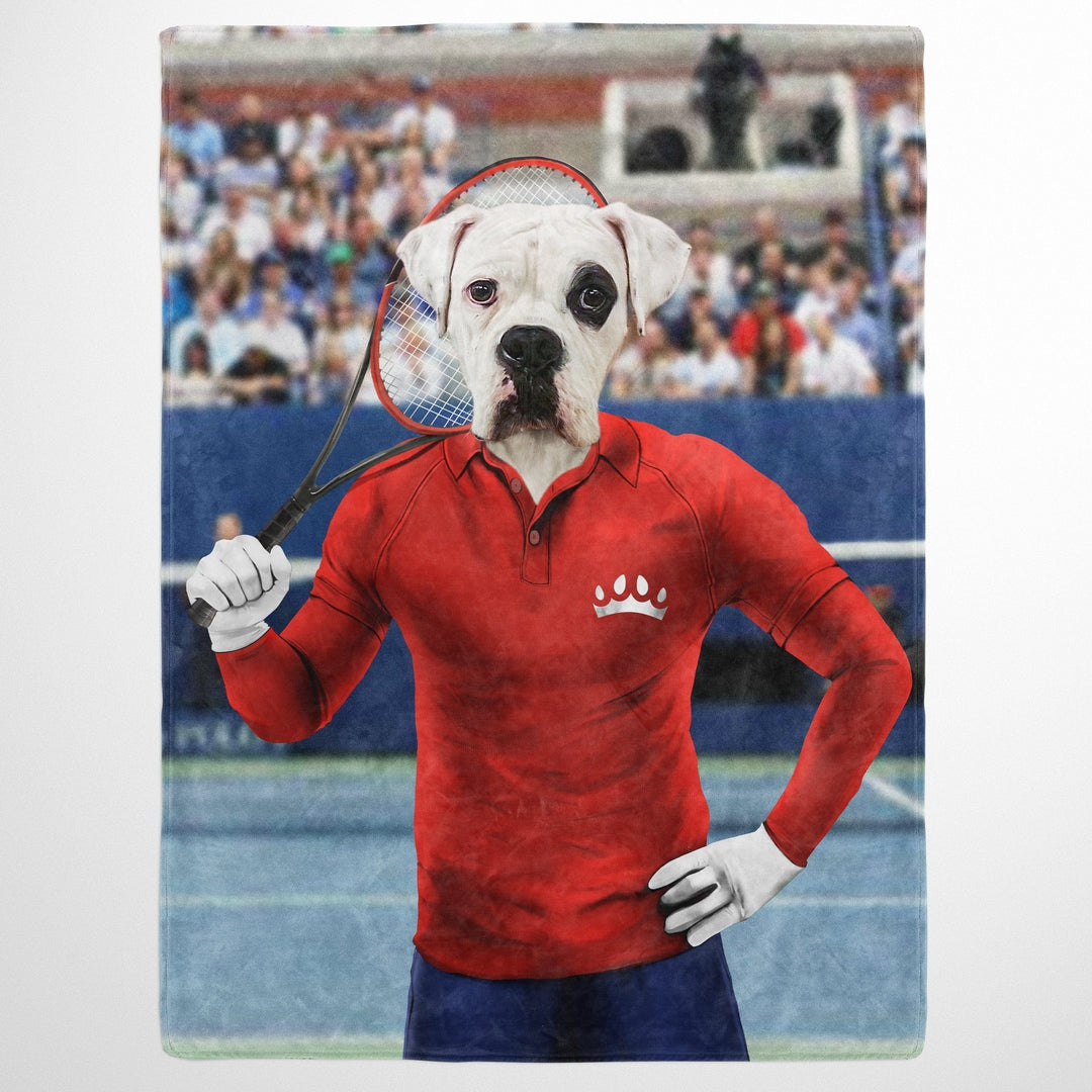 Royal and Paws - Blanket Male Tennis Player - Custom Pet Blanket 30" x 40" / Red