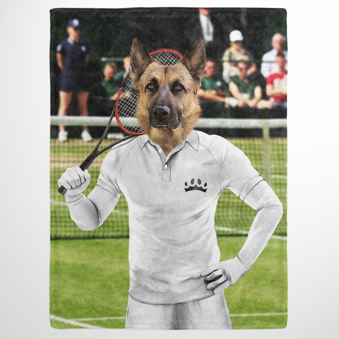 Royal and Paws - Blanket Male Tennis Player - Custom Pet Blanket 30" x 40" / White