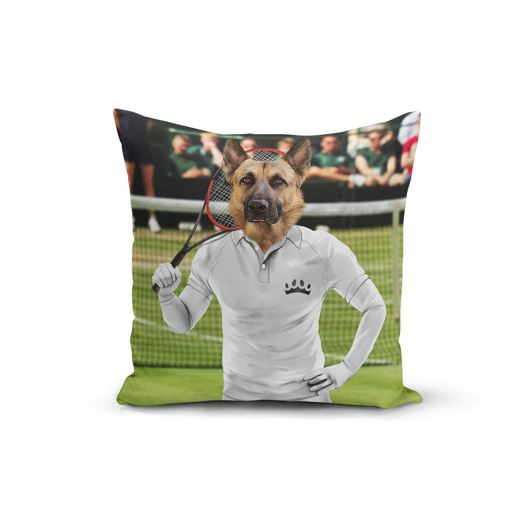 Royal and Paws - Throw Pillow Male Tennis Player - Custom Throw Pillow 14" x 14" / White