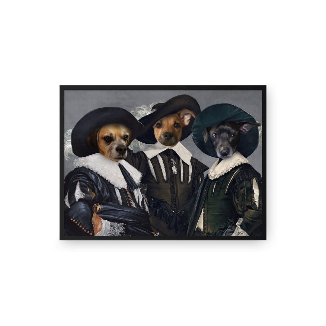 Royal and Paws - Poster The Three Musketeers - Custom Pet Poster 8.3" x 11.7" / Black