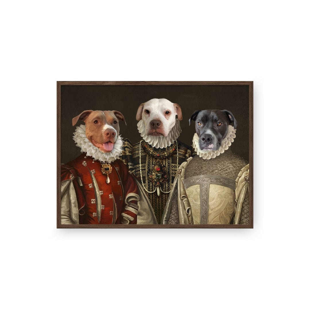 Royal and Paws - Poster The Three Queens - Custom Pet Poster 8.3" x 11.7" / Walnut