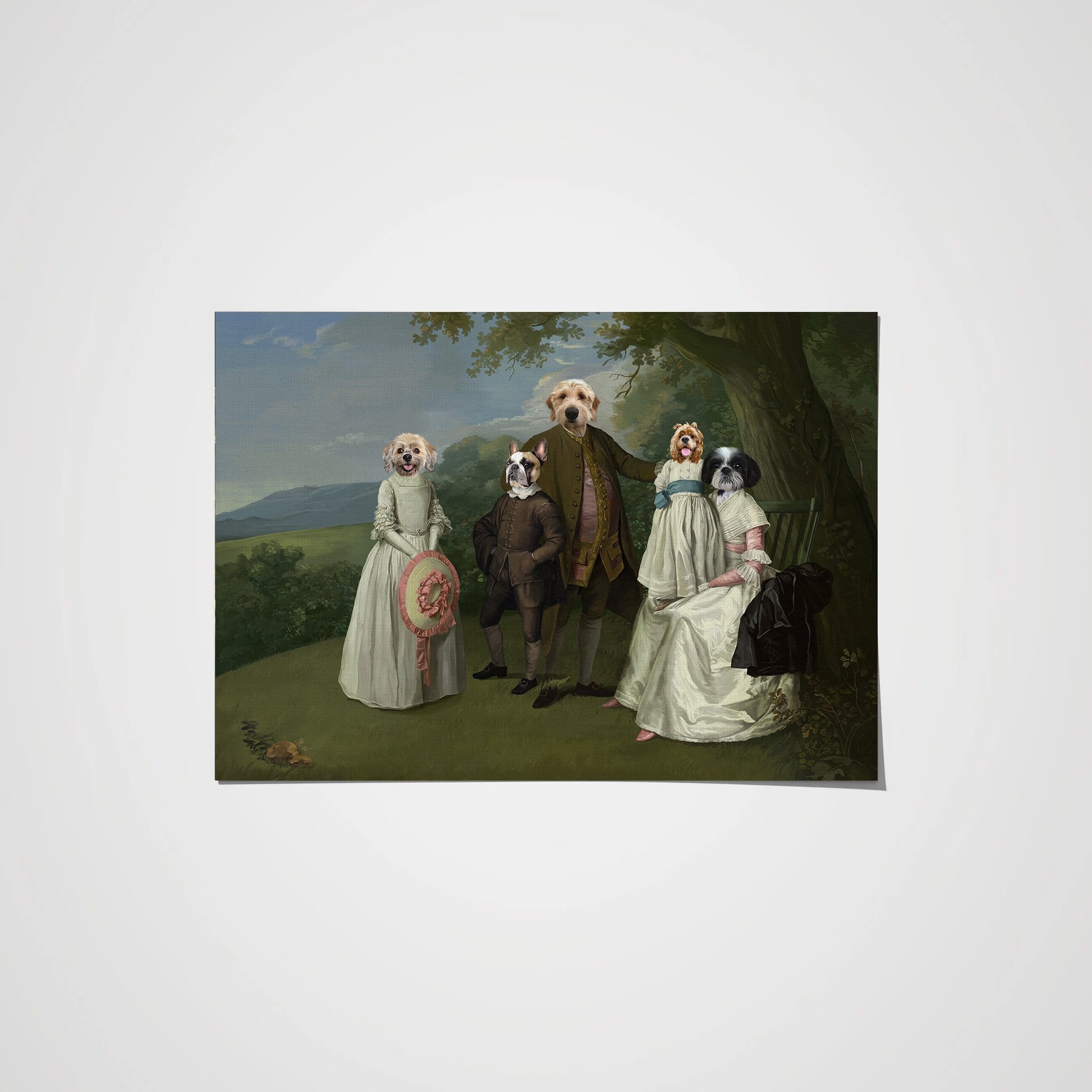 Royal and Paws - Poster The Family Picnic (Five Pets) - Custom Pet Poster 8.3" x 11.7" / Family B