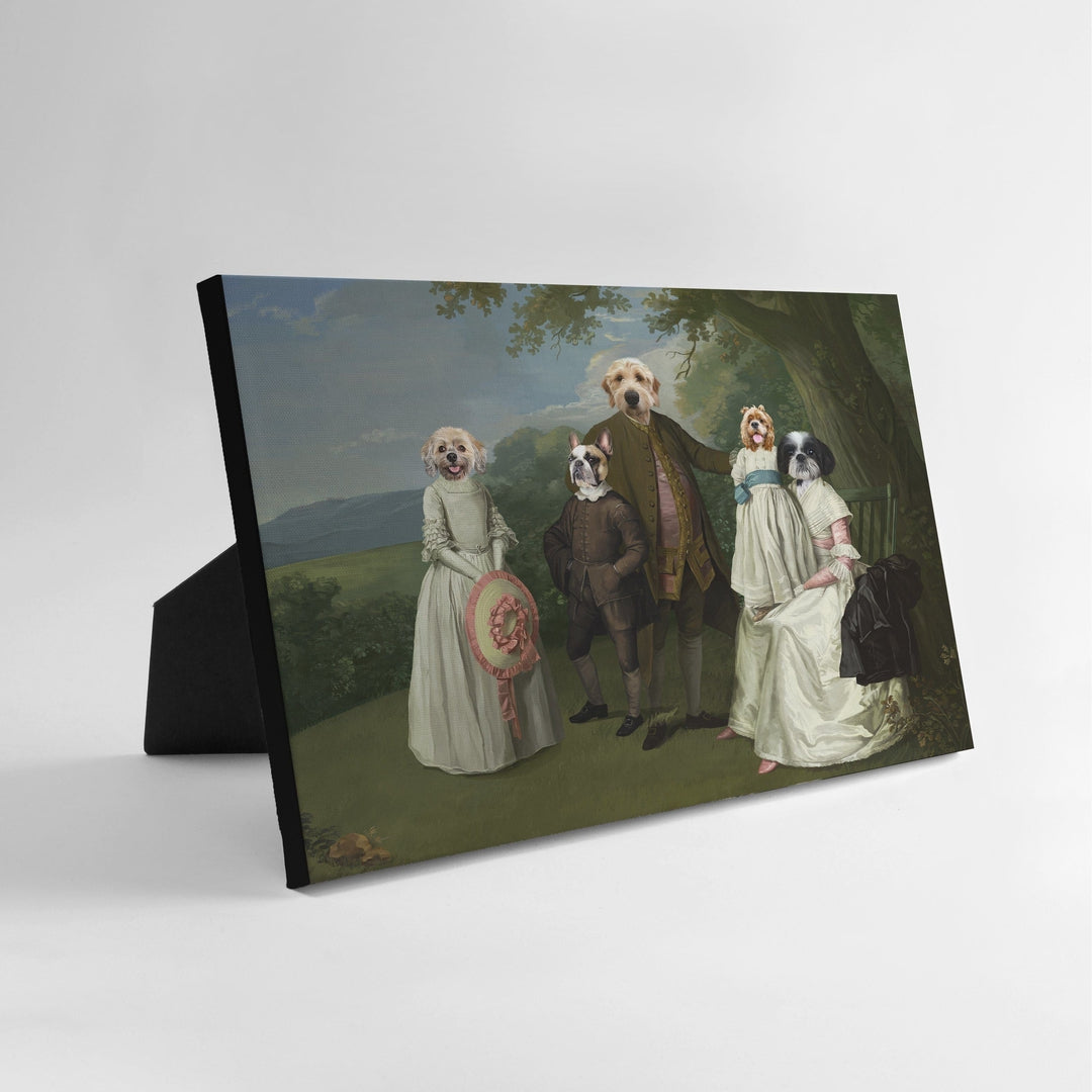 Royal and Paws - Standing Canvas The Family Picnic (Five Pets) - Custom Standing Canvas 8" x 10" / Family B