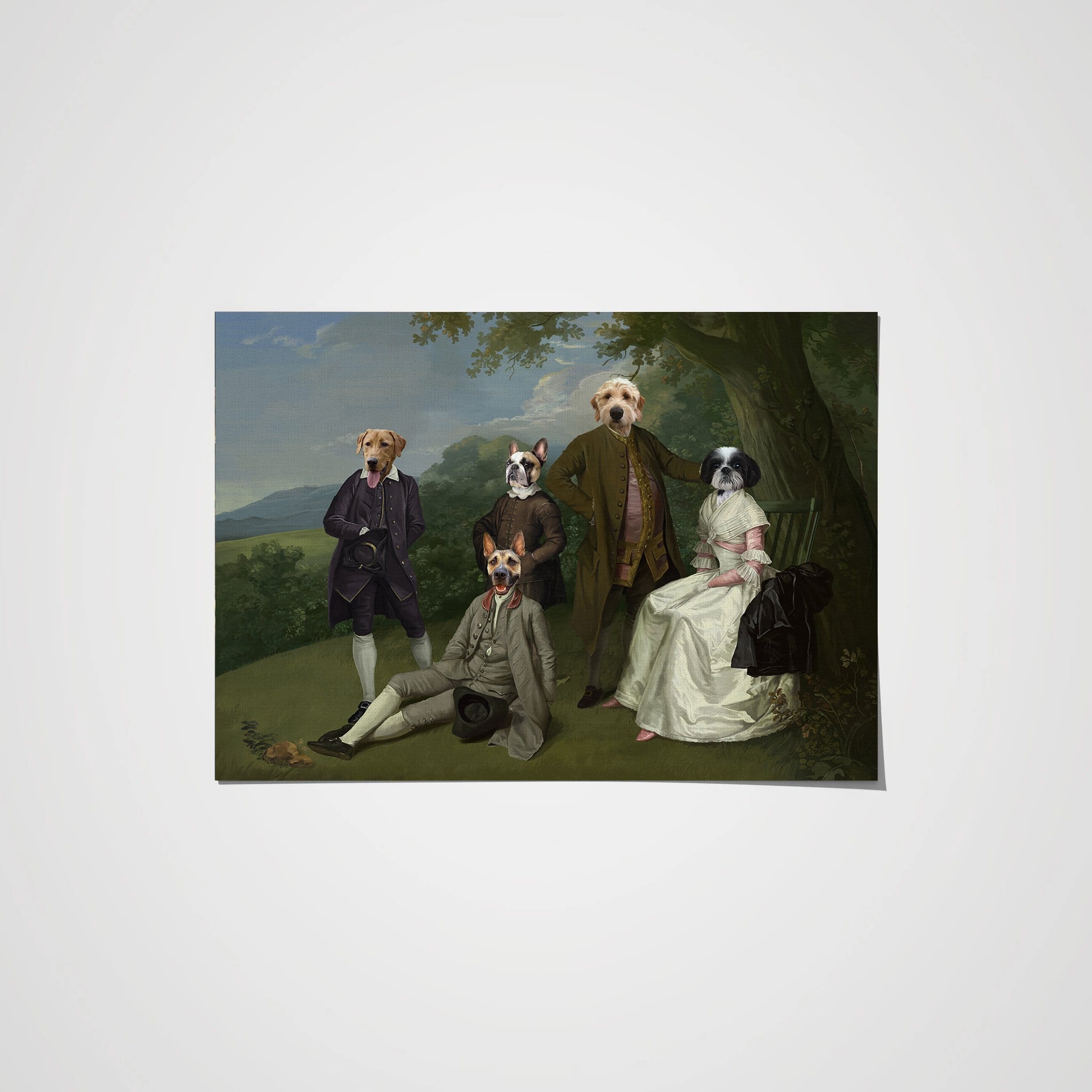 Royal and Paws - Poster The Family Picnic (Five Pets) - Custom Pet Poster 8.3" x 11.7" / Family C