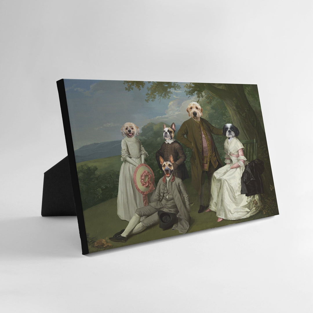 Royal and Paws - Standing Canvas The Family Picnic (Five Pets) - Custom Standing Canvas 8" x 10" / Family D