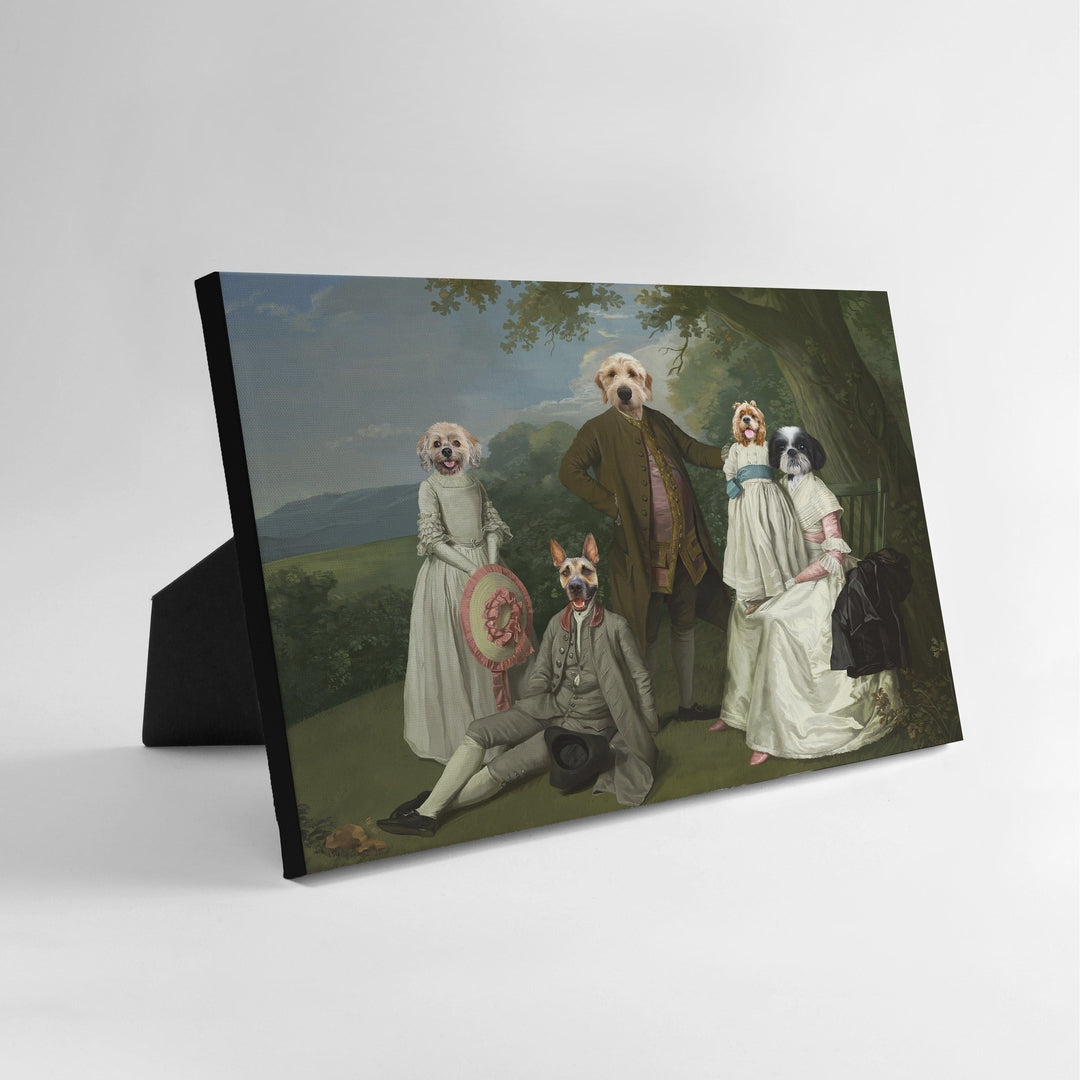 Royal and Paws - Standing Canvas The Family Picnic (Five Pets) - Custom Standing Canvas 8" x 10" / Family F