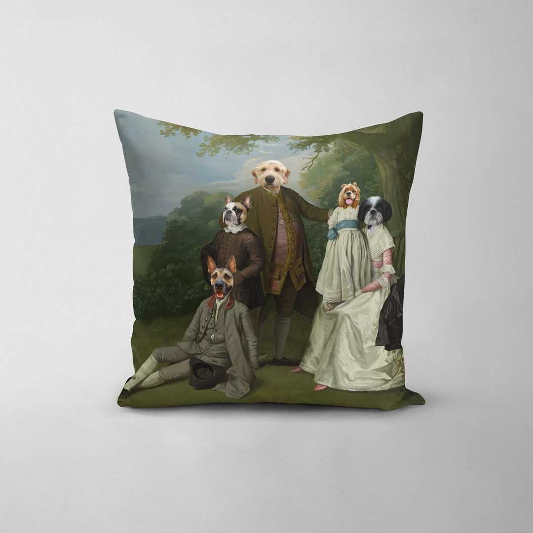 Royal and Paws - Throw Pillow The Family Picnic (Five Pets) - Custom Throw Pillow 14" x 14" / Family G