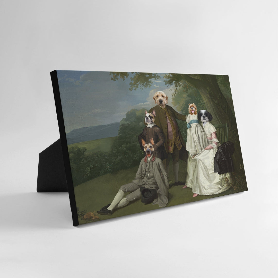 Royal and Paws - Standing Canvas The Family Picnic (Five Pets) - Custom Standing Canvas 8" x 10" / Family G