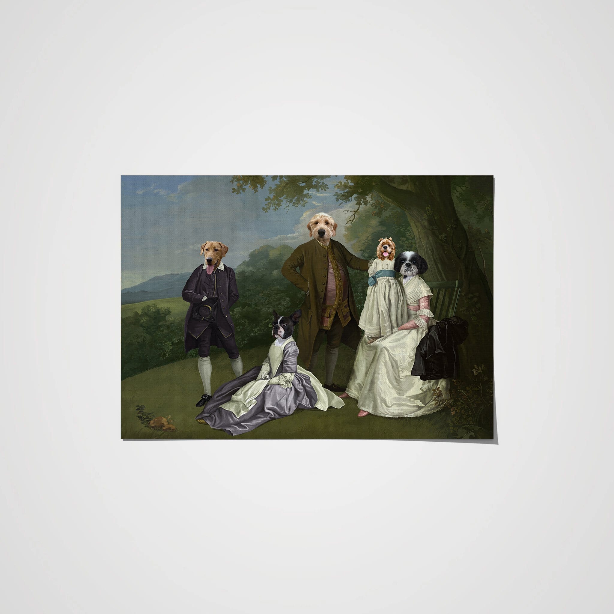 Royal and Paws - Poster The Family Picnic (Five Pets) - Custom Pet Poster 8.3" x 11.7" / Family K