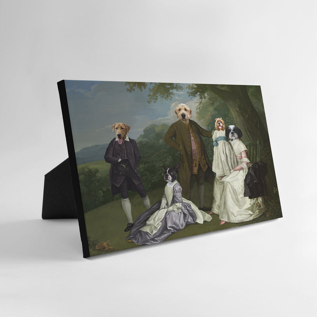 Royal and Paws - Standing Canvas The Family Picnic (Five Pets) - Custom Standing Canvas 8" x 10" / Family K